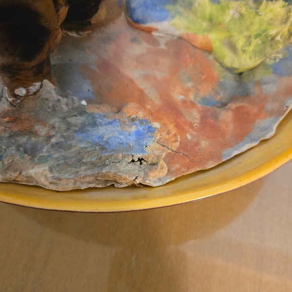 Vintage Chinese Shiwan Mud Man Sage Figurine Driftwood Pagoda Diorama Blue Glaze - Picture 5 of 12